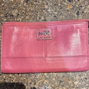 Coach Fuchsia Leather Wristlet